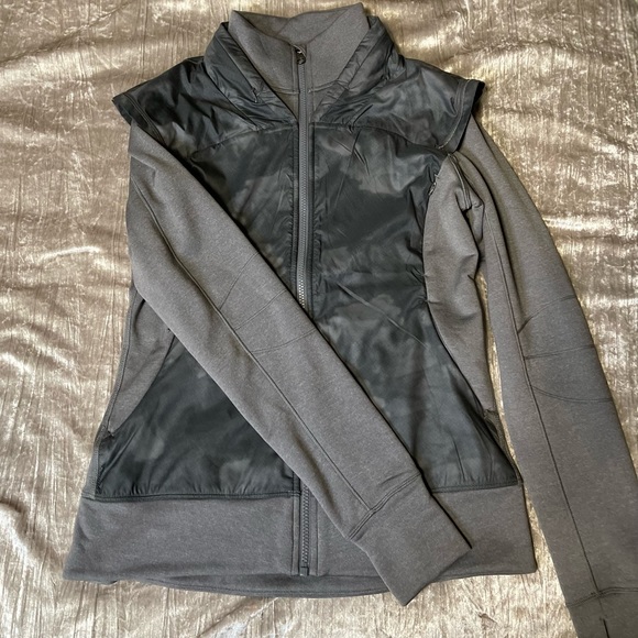 Lululemon Gray Jacket with a hoodie inside of zipper in case it rains on you - Picture 8 of 17